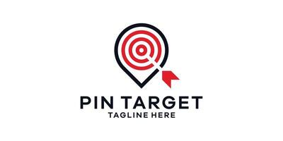 logo design combination of pin with target, point logo design template, icon, idea, symbol, creative. vector