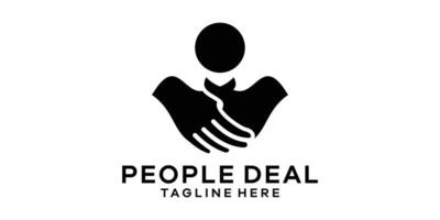 logo design combination of handshake with people, logo design template symbol idea. vector