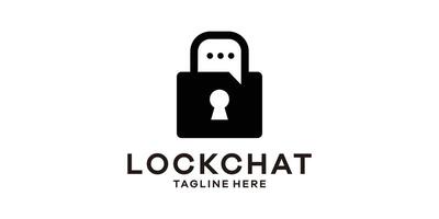 logo design combination of padlock shape with chat, negative space logo design template, creative idea symbol. vector