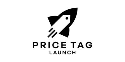 logo design combination of price tag shape with rocket, logo design template, symbol, creative idea. vector