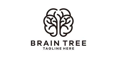 logo design combination of brain with tree, logo design template symbol idea. vector