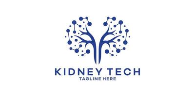 Design logo kidney tech, logo design template, symbol, creative idea. vector