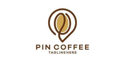 logo design combination of pin map shape with coffee beans, logo design template, symbol idea. vector