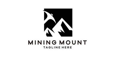 logo design combination of mining equipment with mountains, logo design template symbol ideas. vector