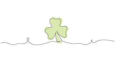 Shamrock one line art. Clover editabe stroke drawing. Simple Vector background for Saint Patrick's Day