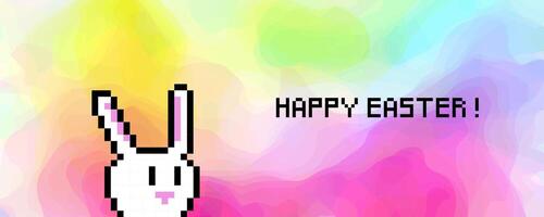 Easter web banner- Easter bunny on colorful background vector