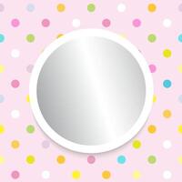 Mirror with white frame on polka dot decorative wall vector