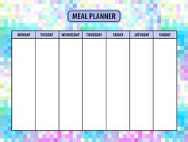 Weekly meal planner blank template with colorful heart background vector