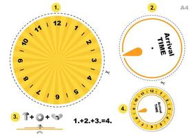 Simple DIY Car Parking Disc Timer, Clock Arrival Time Display, printable A4 vector