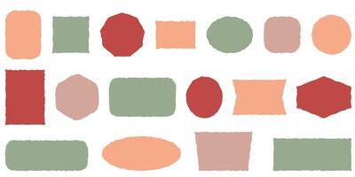 Hand drawn doodle blank textbox set. Isolated Vector Empty quote frames on white background. Peach Fuzz contrasting color palette, color of the year 2024