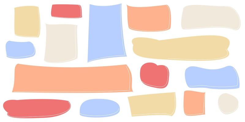 Hand drawn doodle textbox set. Blank quote frames. Isolated Vector Empty speech bubbles on white background. Peach Fuzz contrasting color palette, color of the year 2024
