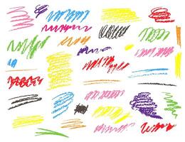Charcoal pencil scribbles collection. Hand drawn Vector pencil lines and doodles. Bright color chalk drawing