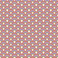 Mid Century Minimal Seamless Pattern with geometric rainbow stripes. Retro wave 80s art background. Striped arches in groovy 1970s style. Flat contour vector illustration