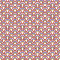 Mid Century Minimal Seamless Pattern with geometric rainbow stripes. Retro wave 80s art background. Striped arches in groovy 1970s style. Flat contour vector illustration