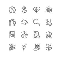 Set of environmental social governance related icons, human rights, sustainable development diversity, climate crisis and linear variety vectors. vector