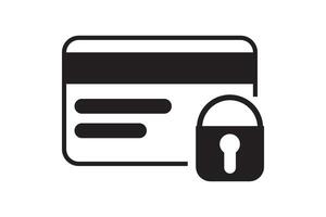 Credit card icon with a padlock, Financial security vector