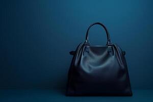 AI generated Elegance in Blue A Statement Black Handbag photo