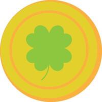 Coin clover line color icon, St. Patrick's Day and holiday, four leaf on coin vector icon, vector graphics