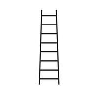 Ladder with step construction staircase vector illustration. Wood tool equipment black ladder icon climbing object. Hight wall stepladder vertical instrument.