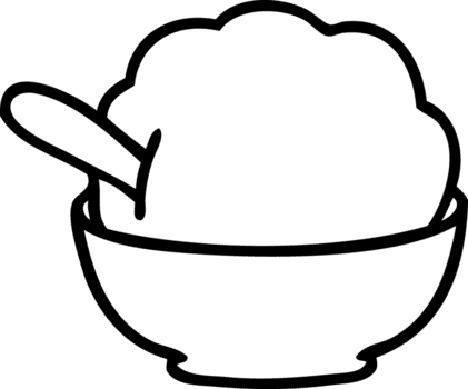 linje teckning knäppa tecknad serie is grädde skål ikon png