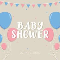 bebé ducha o género fiesta tarjeta. invitación género fiesta. linda conejito y globos vector ilustración