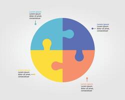 jigsaw graph circle chart template for infographic for presentation for 4 element vector