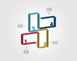 square timeline chart template for infographic for presentation for 4 element vector