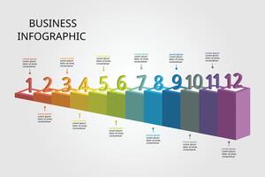 square template step for infographic for presentation for 12 element vector