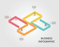 square timeline chart template for infographic for presentation for 4 element vector