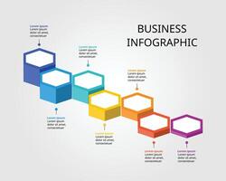 Hexagon step level template for infographic for presentation for 7 element vector