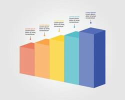 Graph template for infographic for presentation for 5 element vector