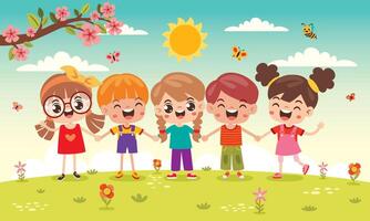Group Of Happy Cartoon Kids vector
