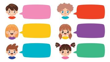 Happy Kids Posing With Speech Bubbles vector