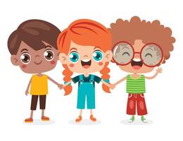 Cartoon Multicultural Kids Holding Hands vector