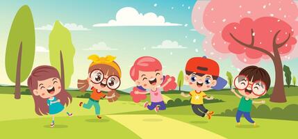 Group Of Happy Cartoon Kids vector