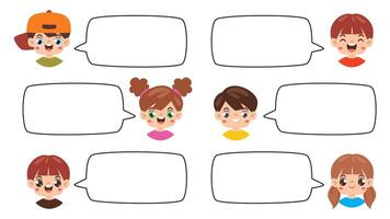 Happy Kids Posing With Speech Bubbles vector