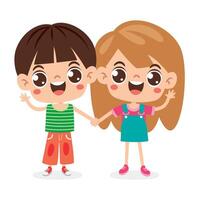 Cartoon Multicultural Kids Holding Hands vector