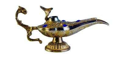 Old Oil Lamp From The Middle East on White Background. photo