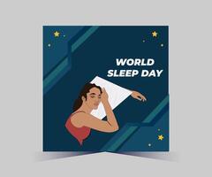 mundo dormir día póster con mujer dormido vector