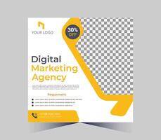 digital marketing agency flyer template with yellow and gray color scheme vector