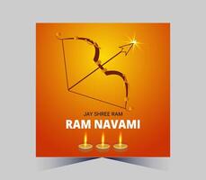 contento RAM navami con flecha y diyas vector