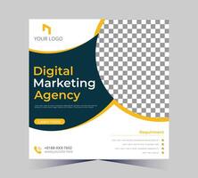 digital marketing agency flyer template with yellow and black design vector