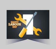 happy labour day card with wrenches and hammer vector