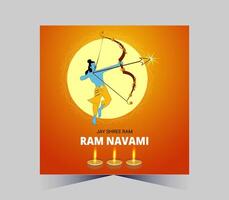 contento RAM navami con flecha y diyas vector