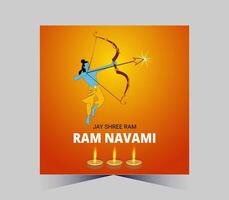 contento RAM navami con flecha y diyas vector