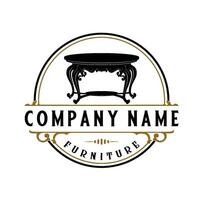 vintage furniture logo design. vintage circular table symbol with four legs for a furniture company. vector