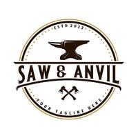 blacksmith vintage logo design. basic concept of anvil and axs,  for blacksmith or carpenter vector