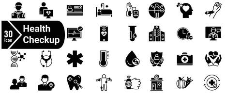 Health checkup icon set. Medical care service symbol collection. Vector illustration.