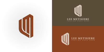 Abstract initial letter LM or ML logo in deep red color isolated in multiple backgrounds applied for traditional bakery industry logo also suitable for the brand or company have initial name ML or LM vector