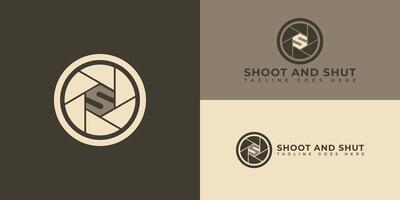 Abstract brown shutter camera logo with the letter S in the circle presented with multiple brown background colors. The logo is suitable for photography business logo design inspiration templates. vector